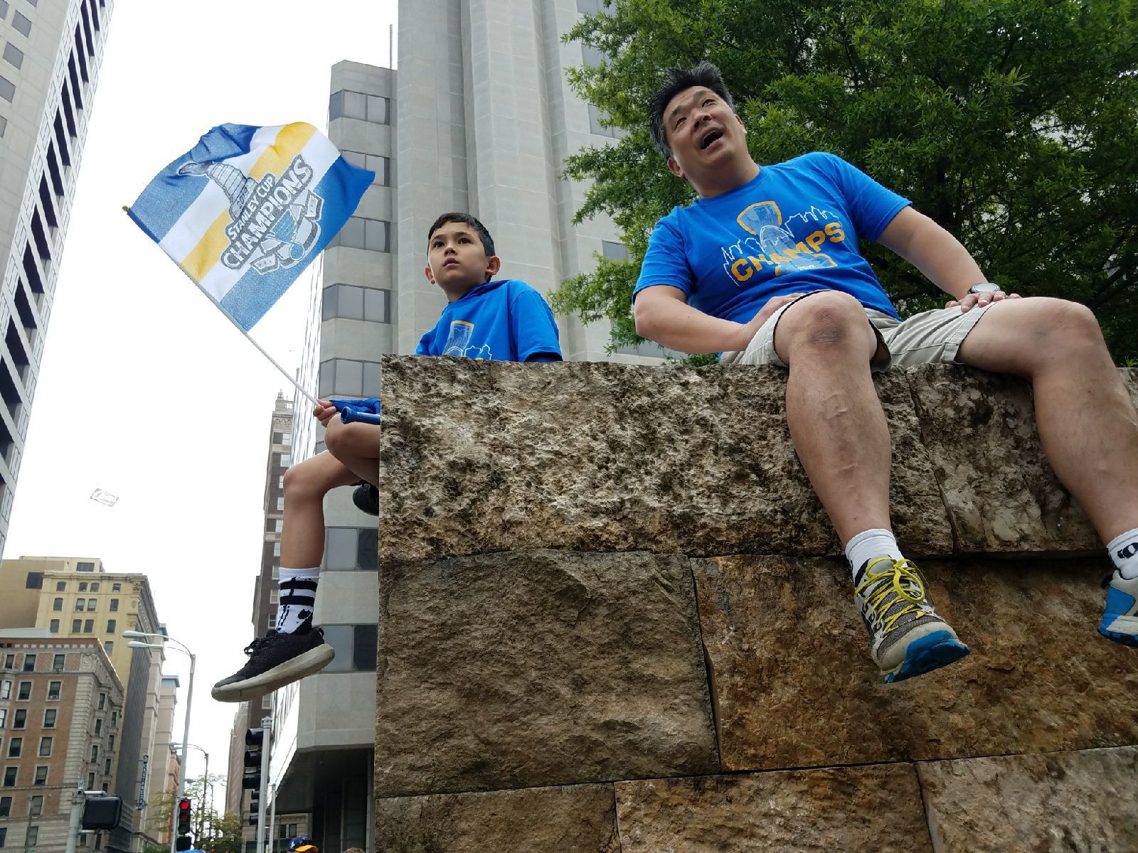 The Chung are waiting for the parade to begin